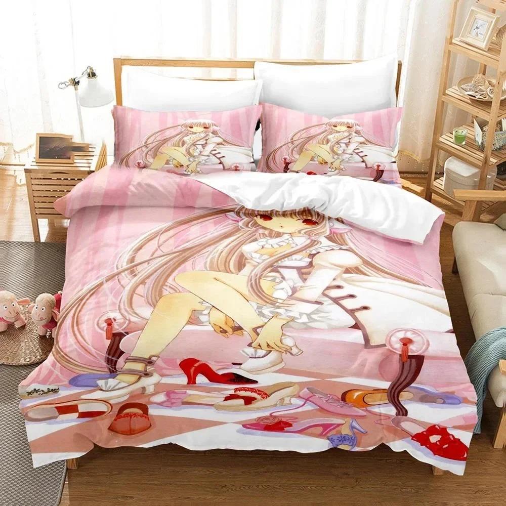 3D-печатный комплект постельного белья с аниме Chobits Chi для мальчиков и девочек, двуспальный, пододеяльник, наволочка, детская кровать, для взрослых, домашний текстиль