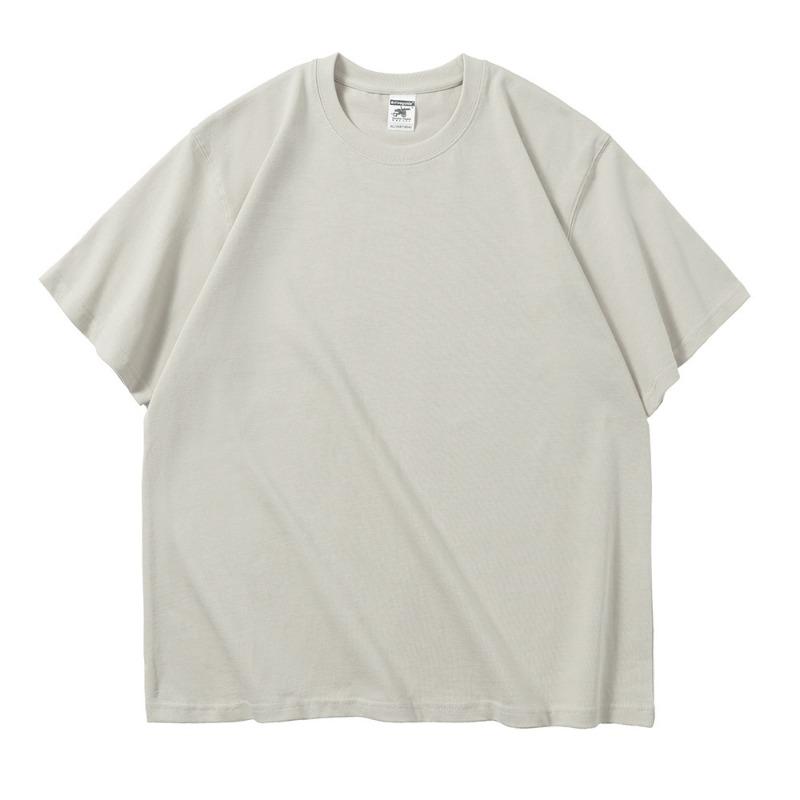 Летняя мужская футболка плотностью 280 г с круглым вырезом из чистого хлопка, однотонная футболка с коротким рукавом для мужчин