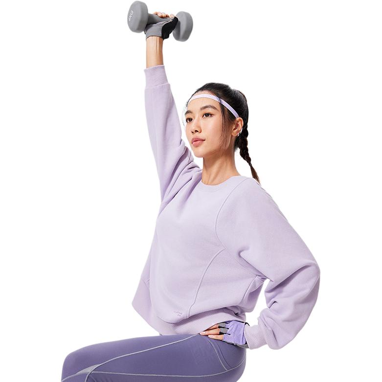 Li-Ning Влагоотводящая термобелье серии Fitness, однотонная, с круглым вырезом, удобная, дышащая, флисовая, теплая, повседневная толстовка Dopamine AWDU556-7