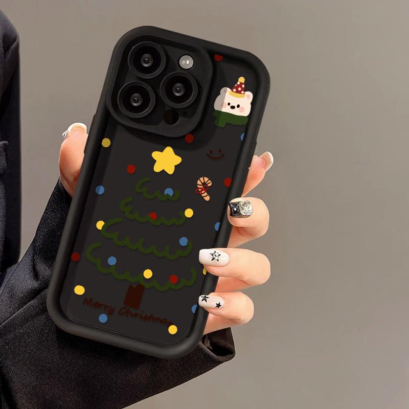 Рождественский чехол для iPhone 11 13 12 14 15 16 Pro Max XR XS Samsung A15 A55 A05 Redmi 12 13C OPPO A16 A18 Reno 11 Vivo Y17S Y12 infinix note 40