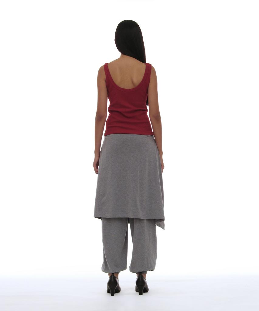 PARTIMENTO WOMEN Pwc Curtain Skirt Layered Harem Pants_Melange