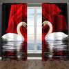 3D-принт Современные лебеди и роза на воде Цветок Две тонкие шторы на окна для гостиной и спальни Декор 2 шт. cortinas
