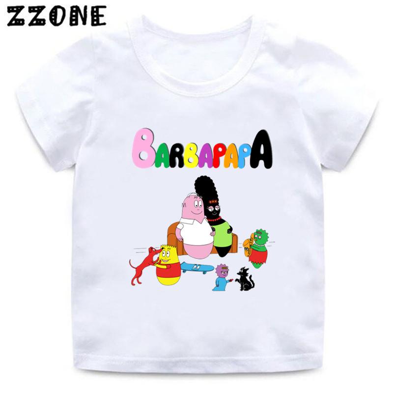 Hot Sale Cute Barbapapa Print Cartoon Kids TShirts Girls Clothes Baby Boys Short Sleeve T shirt Summer Children Topsooo5162