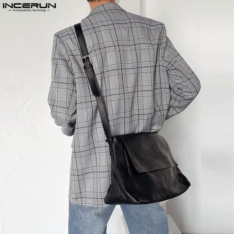 INCERUN Осень-весна мужской пиджак с лацканами и длинным рукавом, клетчатый пиджак на одной пуговице