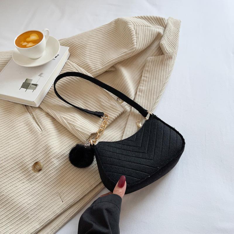 1Pcs Simple Light Weigh Underarm Bags Women'S Mini Felt Shoulder Bag Ergonomic Underarm Saddlebag Purse Shoulder Pouch