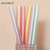 6PCS Reusable Food Grade Transparent Bendable Silicone Straws Straight Drinking Straw With Cleaning Brush Set Party Accessory