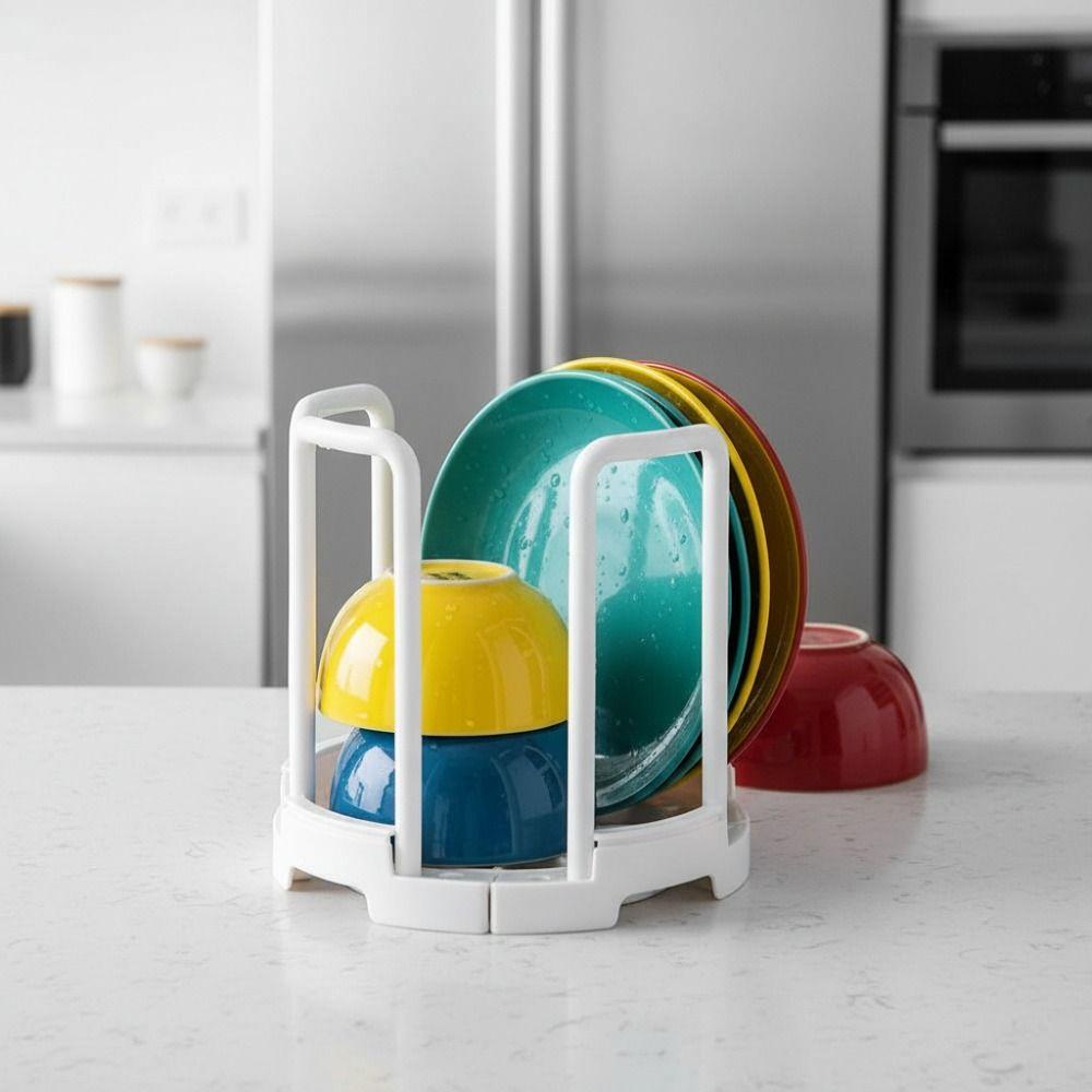 ABS, PP Retractable Bowl Rack Gray Multifunctional Plastic Bowl Holder Reusable Space Saving Adjustable Plate Holders