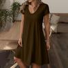 Women's Fashion Summer Casual Short Sleeve Solid Color Dress