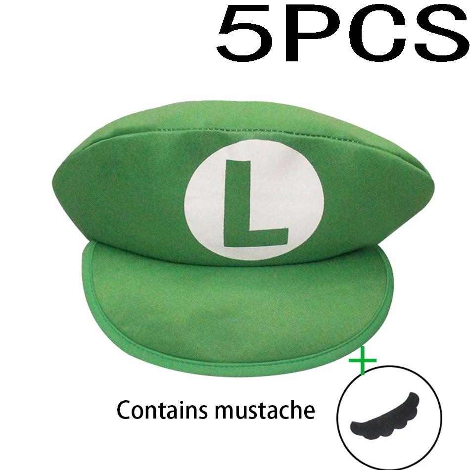 Super Mario Bros Luigi Cartoon Cosplay Hat Classic Game Anime Figure Halloween Funny Clothes Unisex Kids Adult Cap Party Gifts