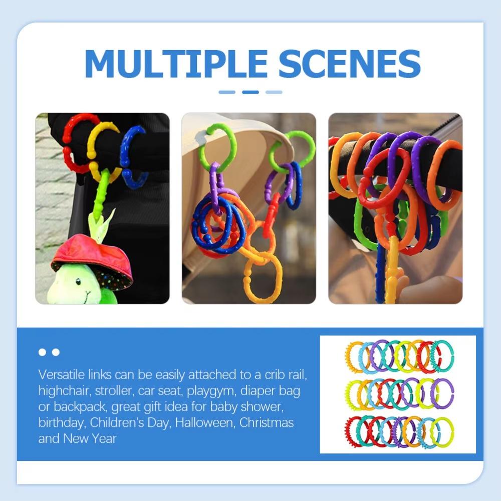 10PCS Smooth Surface Rainbow Hanging Ring Rainbow Color Handheld Grasp Babies And Toddlers Stroller