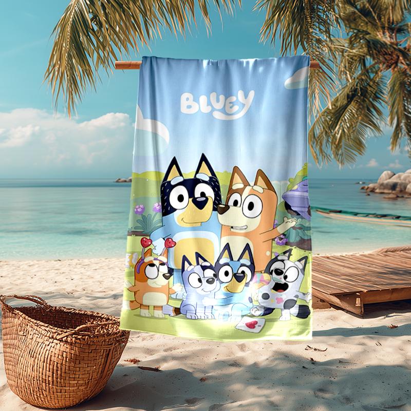 Ultra-Soft Beach Towel with Bluey Theme,Ideal for Pool - Camping, Diving - Perfect Travel Essential, Vibrant Beach Towel.