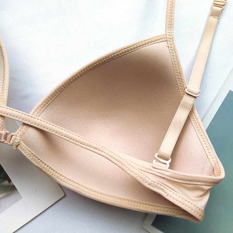 FINETOO Sexy Thin Seamless Bras Women Triangle Cup Underwear Female Beauty Back Front Buckle Bra Cross Straps Tops Lingerie