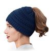 Women's Ponytail Hat Winter Warm Knitted Hat with Ponytail Tail Hole Soft Stretch Cable Knit Messy High Bun Cap