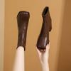 Fashion Temperament French Square Head Back Zipper Short Boots for Women Shoes Autumn/winter Thick High Heels Chelsea Boot Botines Mujer