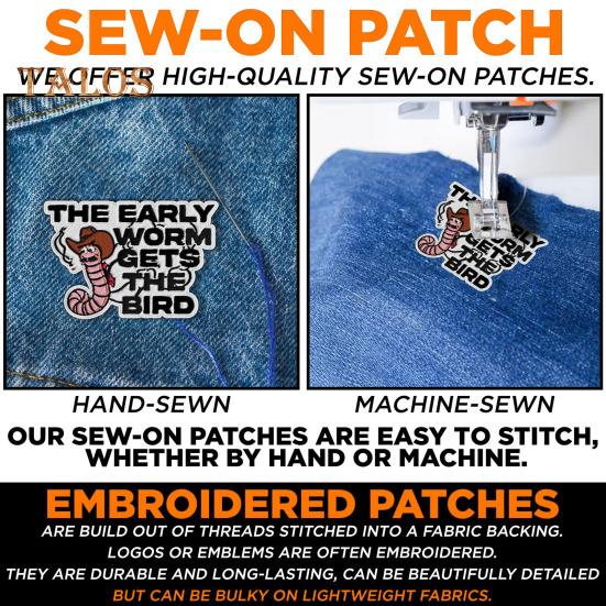 Ранний червяк получает птицу ковбой вышитая нашивка пришитая/приклеиваемая аппликация на одежду куртки джинсы платье шляпа искусство ремесла