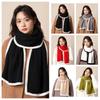 Large Knitted Scarfs Thicken Plush Neckerchief Simple Winter Scarf  Girls