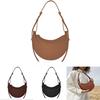 Solid Color Crescent Shaped Shoulder Bag Pu Leather Womens Crossbody Purse For Daily Use