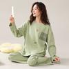 Пижама женская из чистого хлопка с длинными рукавами, пуловер, домашняя одежда, женский свободный повседневный костюм, можно носить на улице, хлопковый костюм