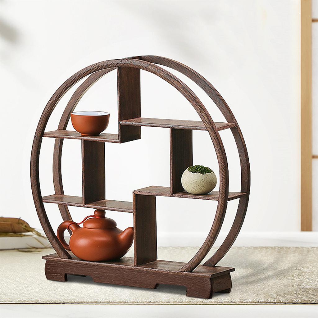 Wooden Display Stand Figurines Display Rack Decorative Teapot Stand Showcase for Antique Store Home Table Bookcase Office Decors