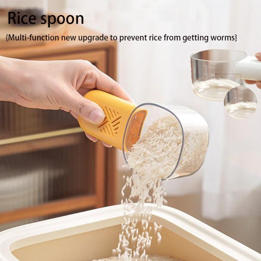 PET Household Food Spoon with Scale Grains Digging Noodle Scoop Cartoon Kitchen Rice Scoop