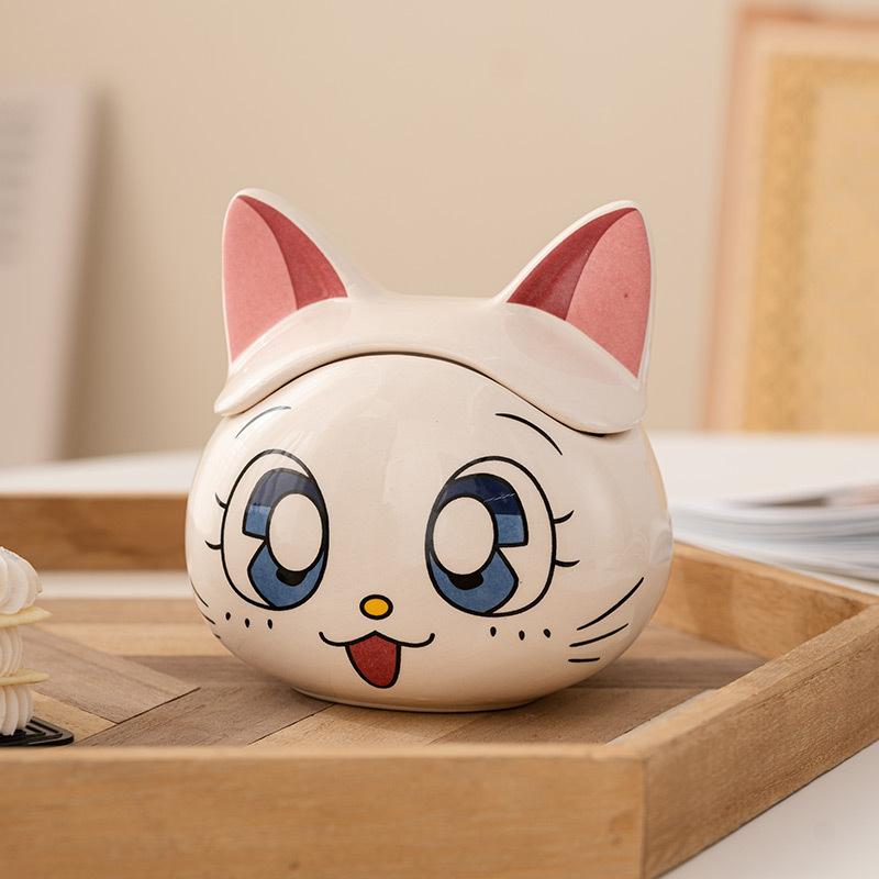 Керамическая чашка для воды с изображением кошки, женская бытовая кофейная чашка, кружка с крышкой, чашка для питьевой воды, офисная чашка, мультяшная пара, чашка