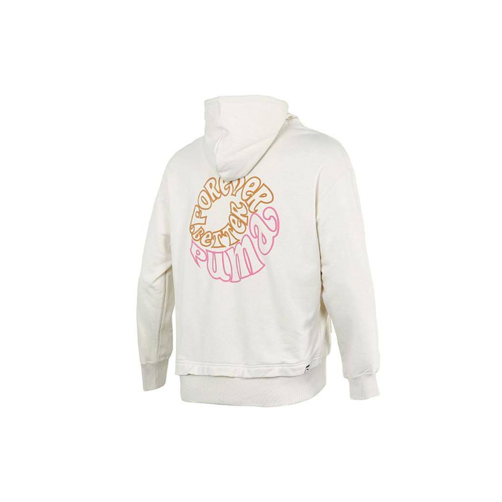Puma Back Logo Print Hoodie Men Hoodie Milk-White 533038-73