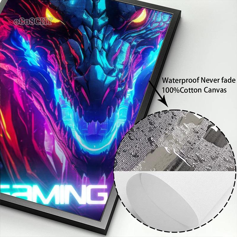 Dragon Assassin Space Armor Gaming Zone Canvas Posters Prints Wall Art Pictures Modern Gamer Bedroom Esports Room Decor Gifts