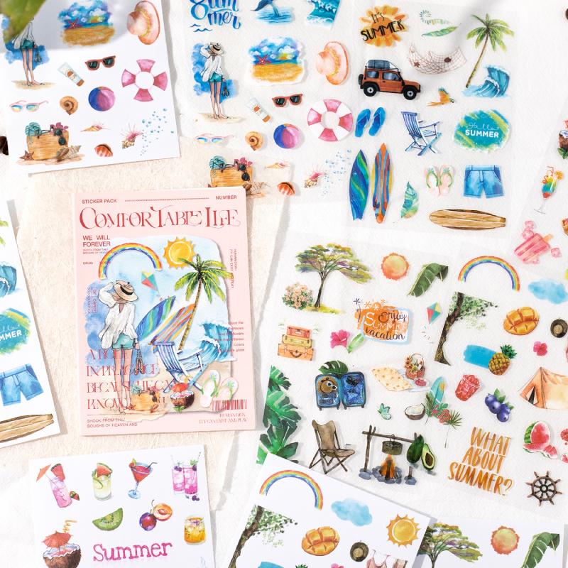 Journal GO 10pcs Pleasant Life Stickers Collage Junk Journaling Scrapbooking diy Decal Sticker for Mobile Phone Planner Card diy