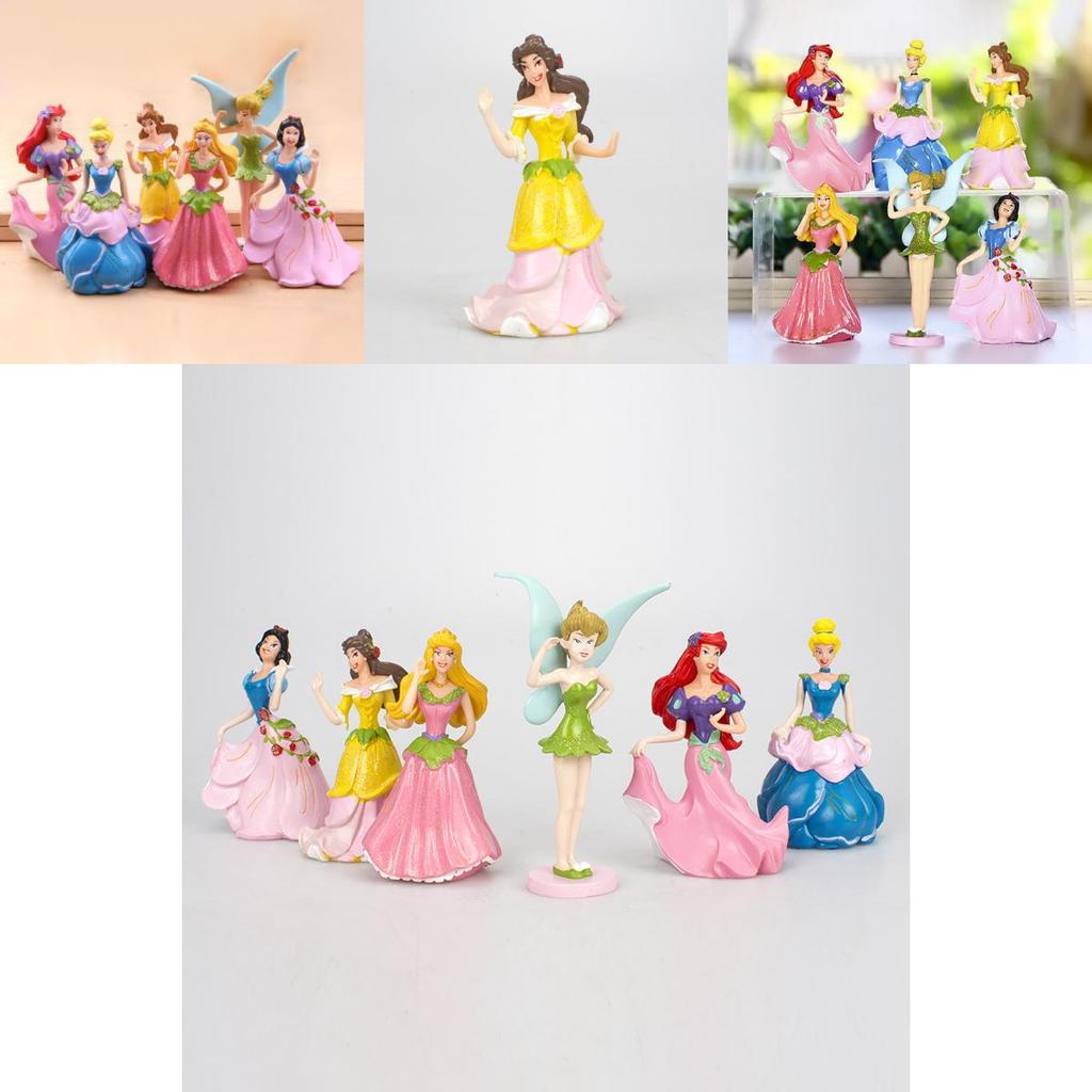 6pcs Disney Princess Figures Toy Set With Aurora And Belle For Cake Decoration