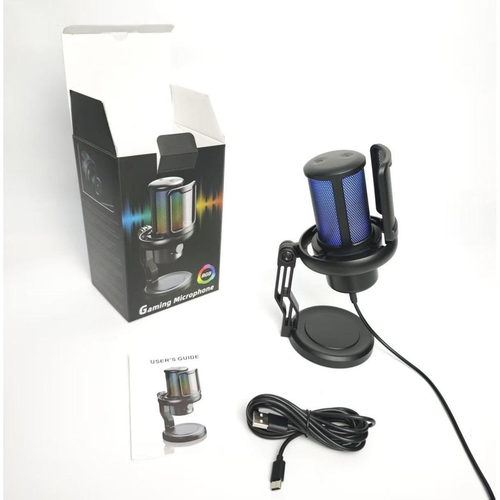 RGB USB игровой микрофон с шумоподавлением для ПК, телефона и PS4/5 - Идеально подходит для записи голоса и прямых трансляций