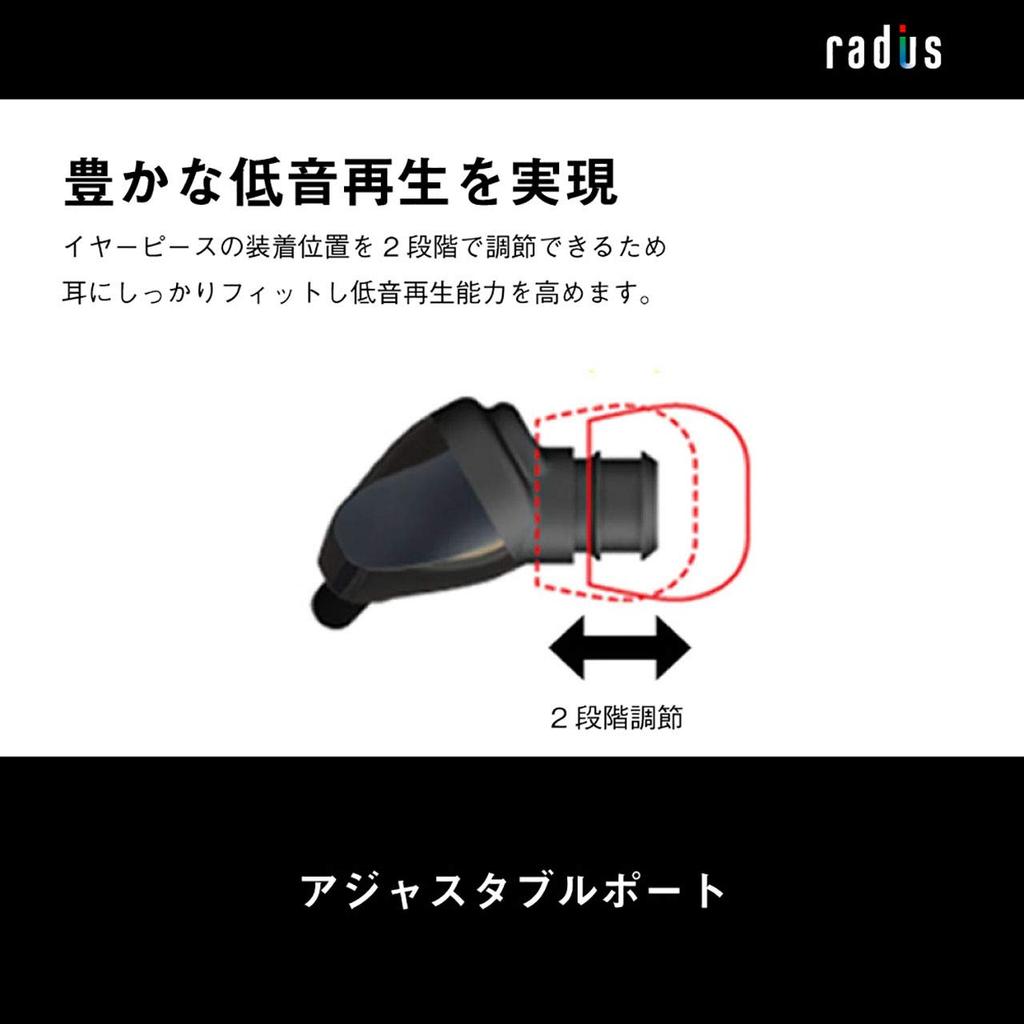 Radius HP-NEF11 Earphones: Ne Dynamic Driver Wired In-Ear Headphones, Small, Compact, HP-NEF11K (Black)