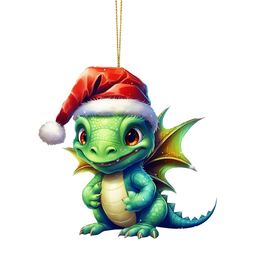 Рождественское акриловое украшение-дракон, рождественское подвесное украшение, подвески для рождественской елки, рождественские украшения, Новый год 2025
