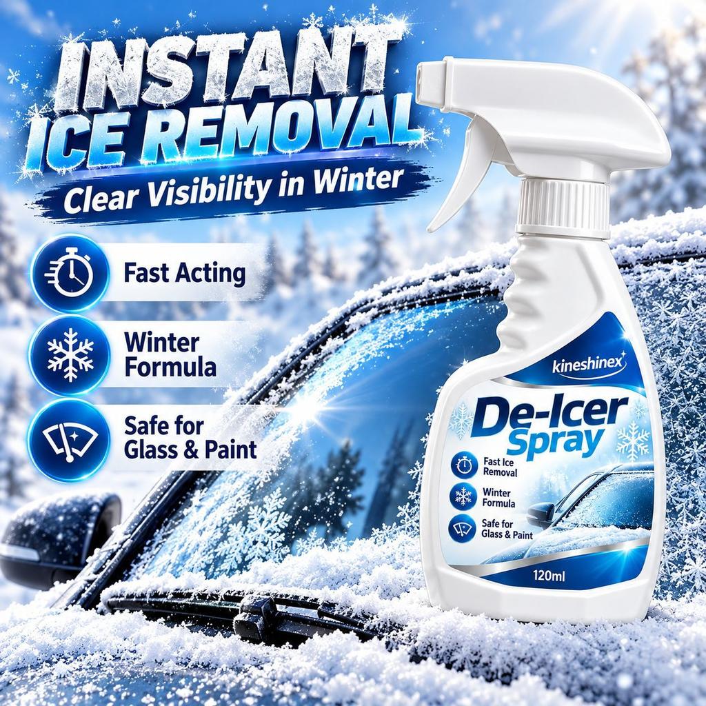 Car Windshield De Icer Spray 120ml, Winter Ice Remover Spray for Vehicle Glass Surface