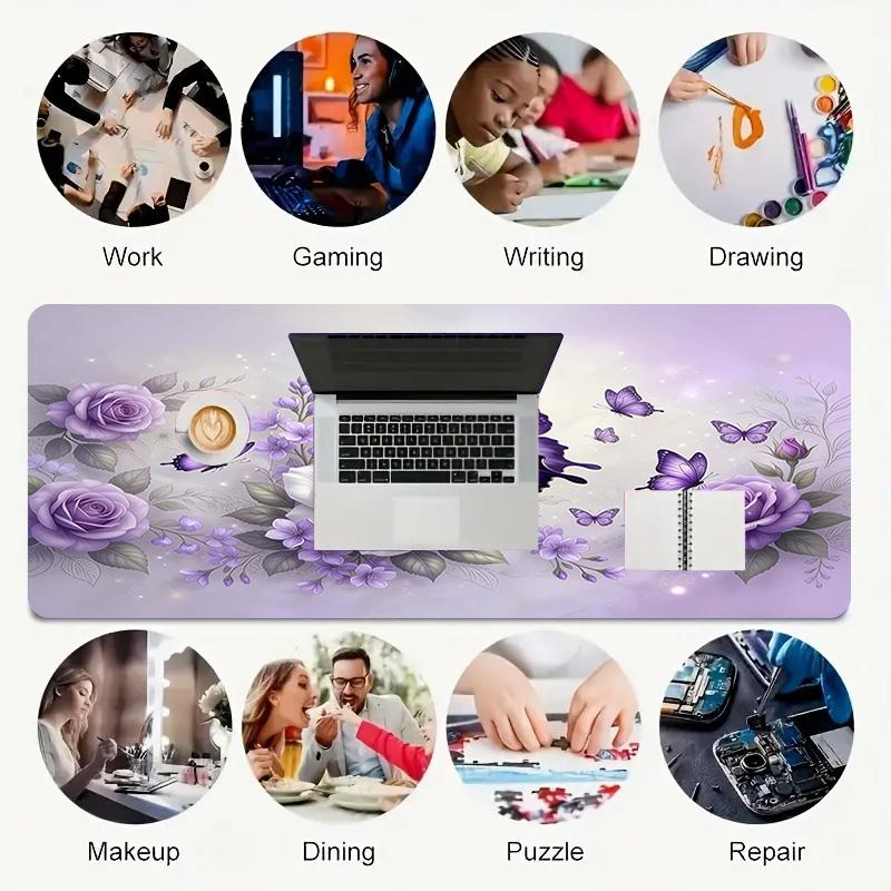 Butterfly Garden Xl Gaming Mouse Pad Nonslip Rubber Base Stitched Edge Waterproof Desk Mat For Pc Laptop Gamer Office Computer Accessories C927142