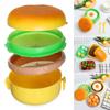 Round Cute Double Hamburger Insulated Lunch Box 304 Food Grade Student Children's Lunch Box Microwave Bento Box
