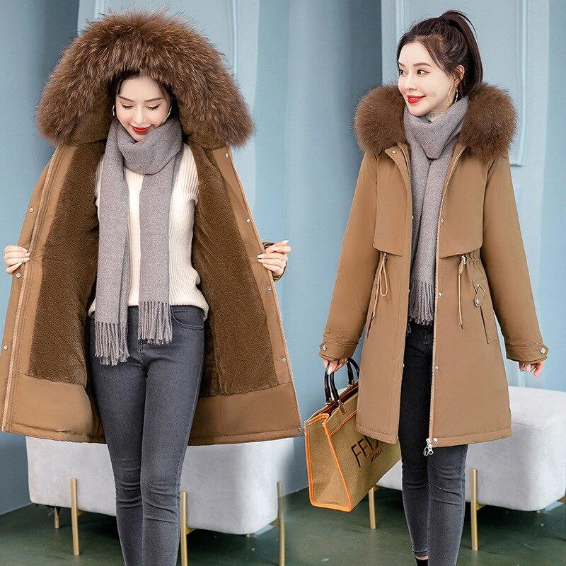 Женское зимнее пальто с подкладкой из искусственного меха с капюшоном, длинное пальто с большим карманом, куртка-пуховик, парки с хлопковой подкладкой, верхняя одежда, пальто, 6 цветов
