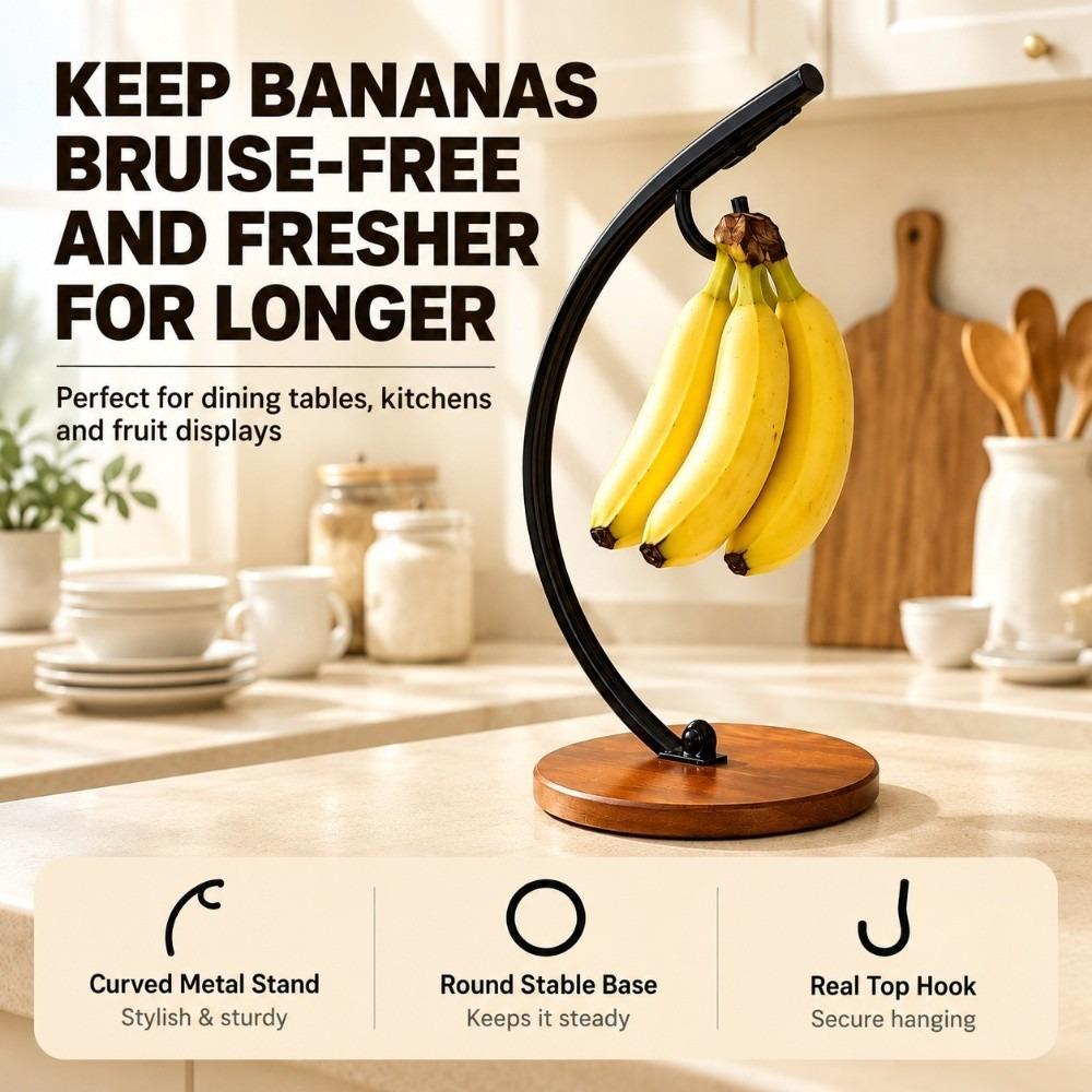 Keeps Bananas Fresh Banana Hanger Iron Banana Hook Rack Banana Holder Stand for Kitchen Countertop