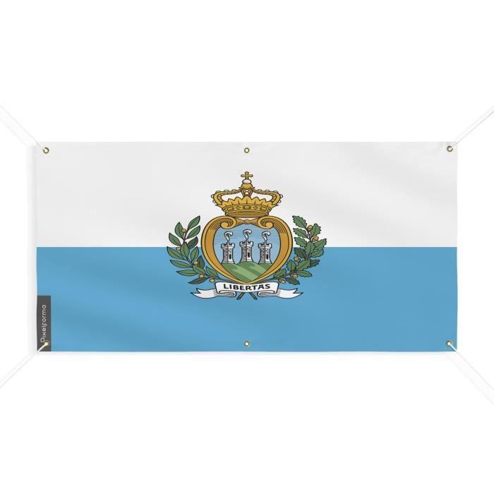 Bannière - Saint-Marin - 50x100cm - Polyester - 6 Oeillets - Extérieur