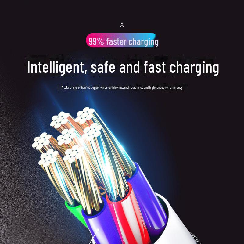 Luminous Fast-Charging Data Cable with Colorful Flowing Light for Huawei, Apple, and Android Type-C Devices