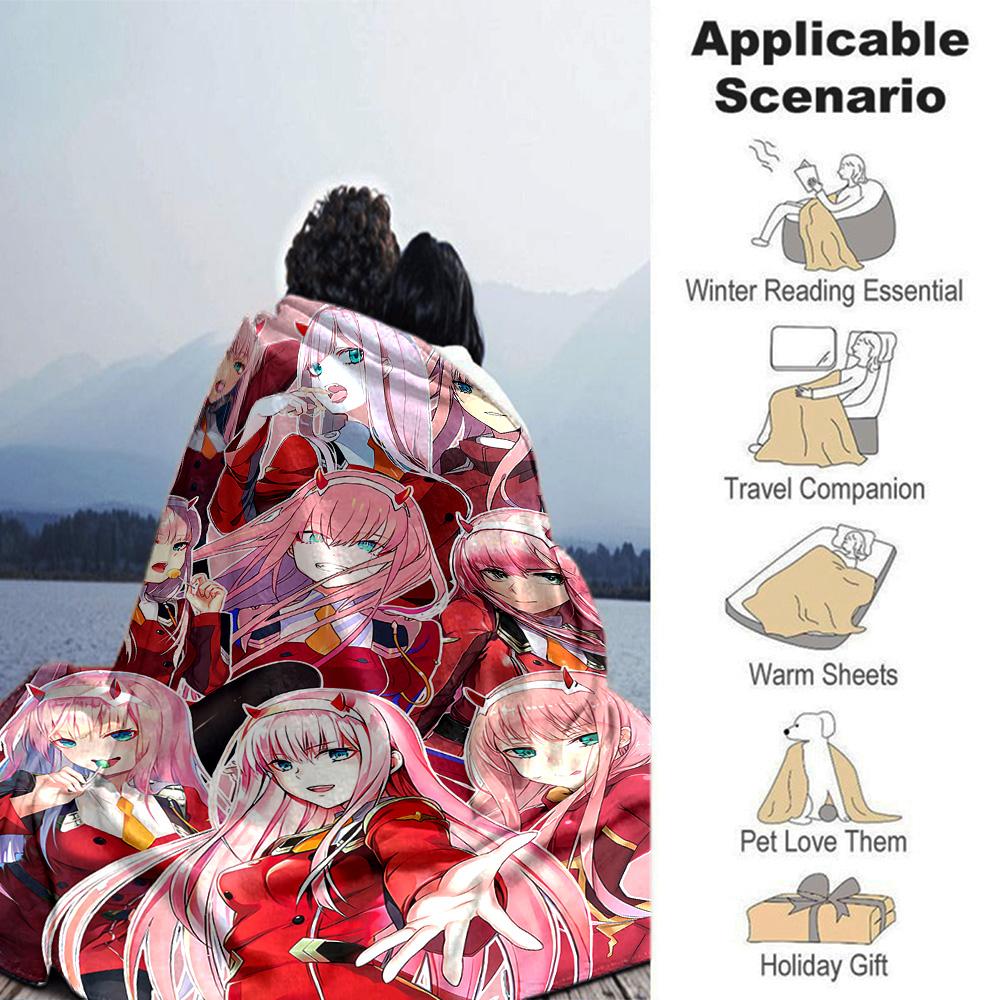 Franxx Angels Flannel Blanket Super Soft Warm Cozy Blanket For Sofa Bed Office Travel Allseason Home Decor Gift