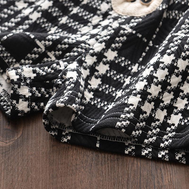 Children's Suit Girls Western Style Small Fragrance Black Plaid Pattern Jacket Shorts Two-piece Suit