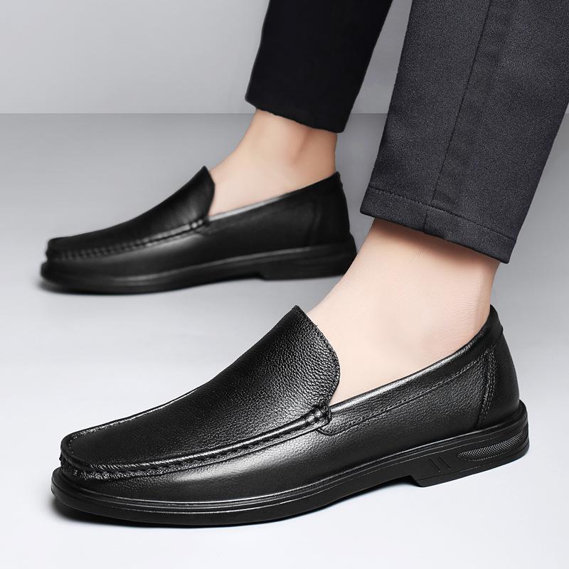 Мужские лоферы из натуральной кожи без шнуровки - Business Casual, Мягкая подошва, Дышащие, Круглый носок