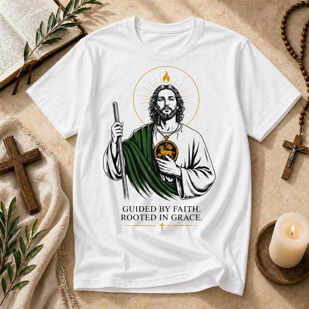 Christian Jesus T-Shirt – Guided by Faith, Rooted in Grace Tee