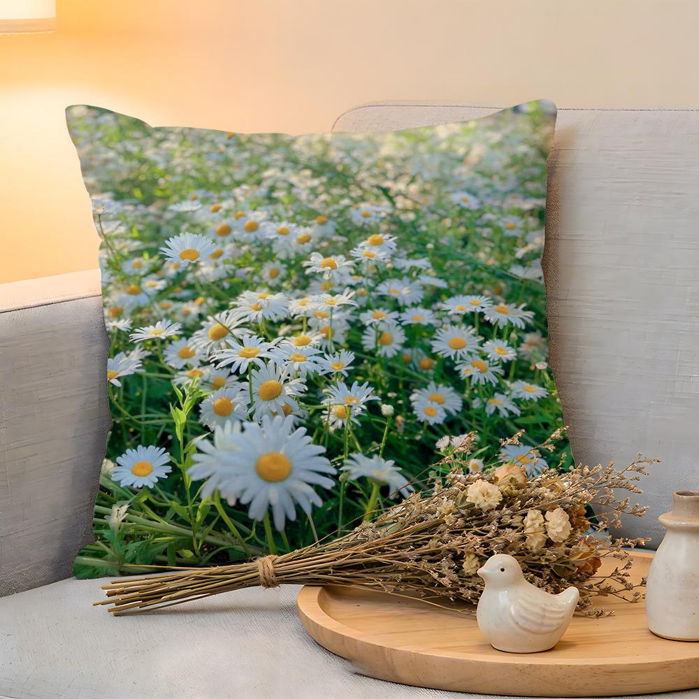 Cushion Cover Linen SkinFriendly Soft Decorative Case For Sofa Home Decor Fashion Daisy Pillow cover