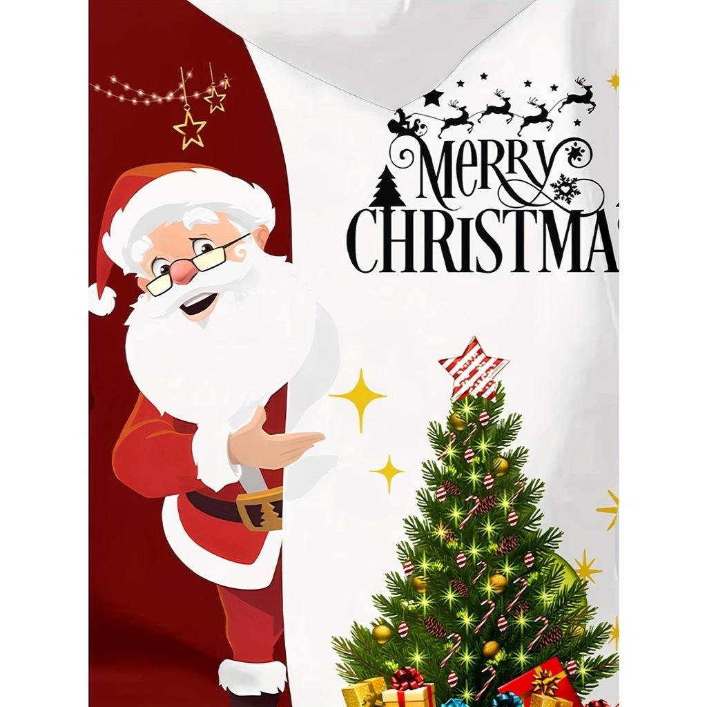 Счастливого Рождества мультяшный Санта-Клаус и принт с рисунком елки, повседневный и удобный пуловер с длинным рукавом