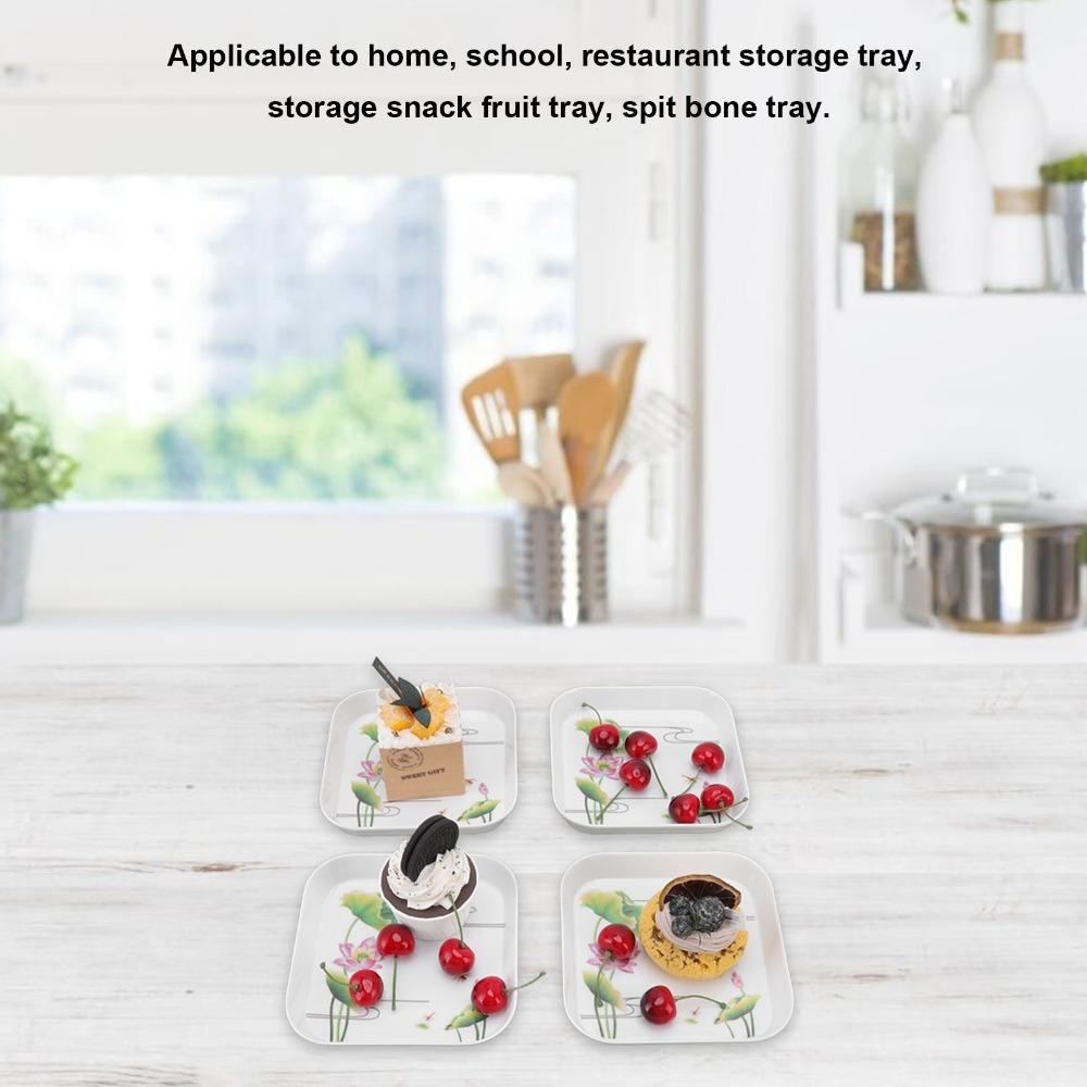 4Pcs Raised Anti-spill Edge Snack Plate Food Grade Melamine Snack Platter Food Dish Dining Table