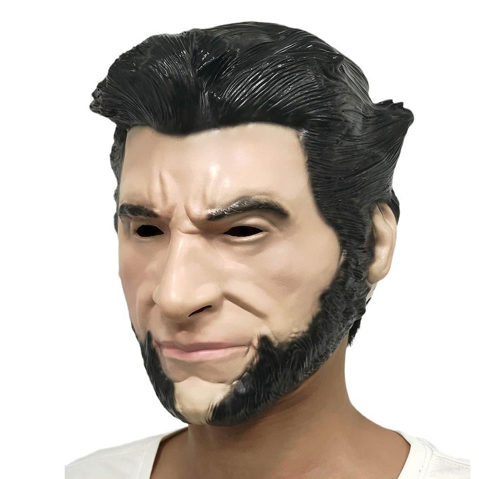 Uncle Wolf Mask Halloween cos Wolverine character headgear, black hair, big beard, funny face prop for men