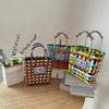 Цветная клетчатая плетеная сумка ручной работы, портативная сумка-слон, сумка-радуга, модная брендовая многоцветная тайская сумка-корзина для овощей.