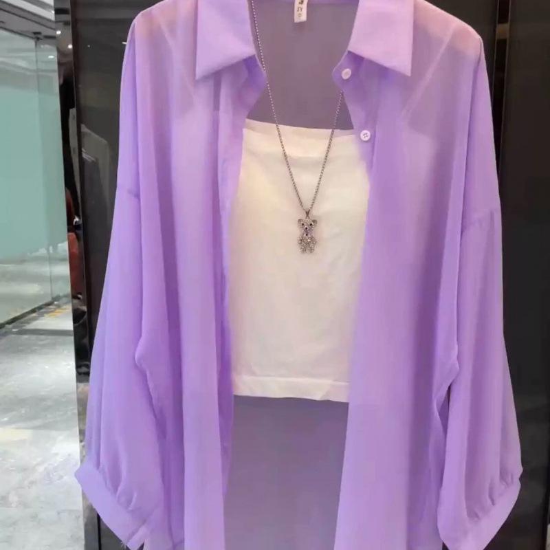 Кардиган женский шифоновый с длинным рукавом в корейском стиле, солнцезащитный