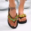 Luxury Colourful Crystal Decoration Flip Flops Women 2025 Summer Black Wedge Heels Slippers Comfortable Light Weight Sandals